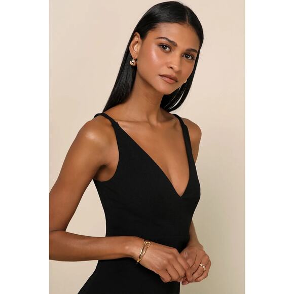 NWOT Lulus Melora Black Sleeveless Maxi Dress Wedding Holiday Banquet Size S - Picture 4 of 7